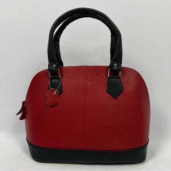 Dome Satchel Handbag Red and Black - Picture 5 of 8